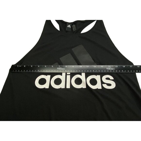 ADIDAS Women Racerback Tank Top Size M Black Logo on Front Athleisure Gym 14-7 - Picture 5 of 10